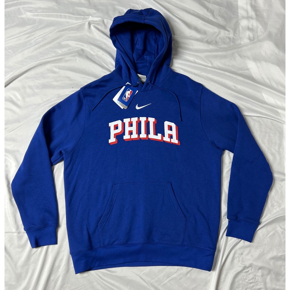 Philadelphia 76ers Nike NBA Club Fleece Hoodie NWT Blue Mens Large HM9837-497